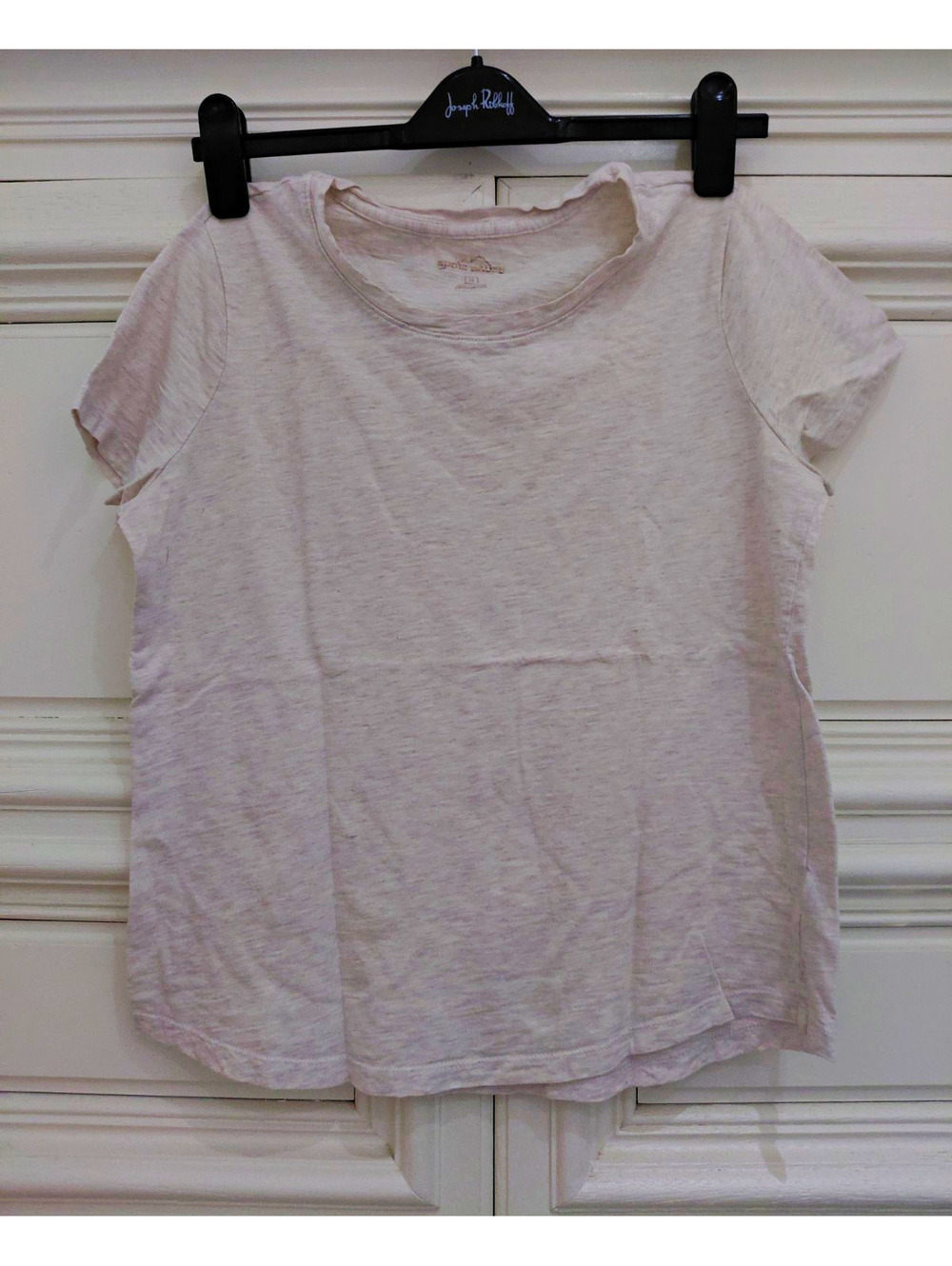 Eddie Bauer Womens White/Beige heathered Crew Neck Short Sleeve Modal Tee M